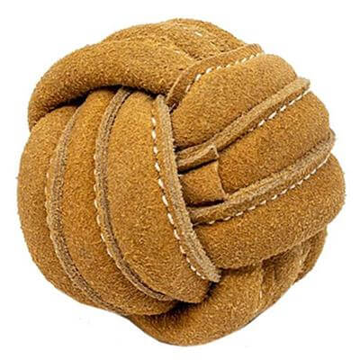 Suede leather ball toy for dogs