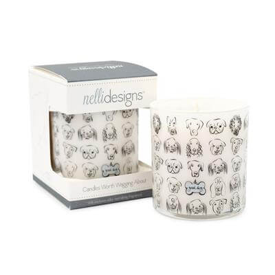 Grass scented dog jar candle package