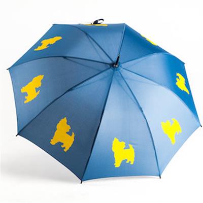 Blue umbrella with yorkshire Terrier dog print