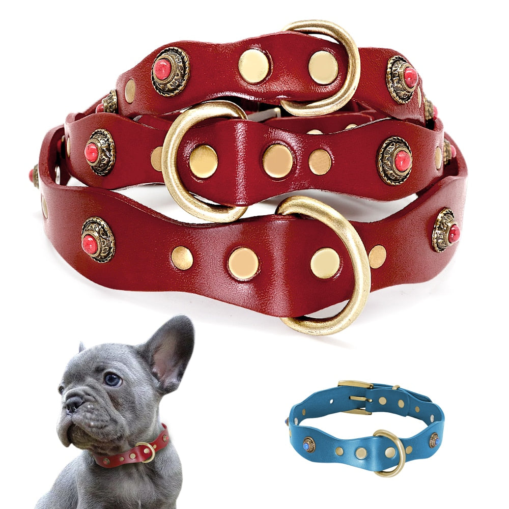 Premium Genuine Leather Puppy Collar: Stylish Comfort for Small Breeds