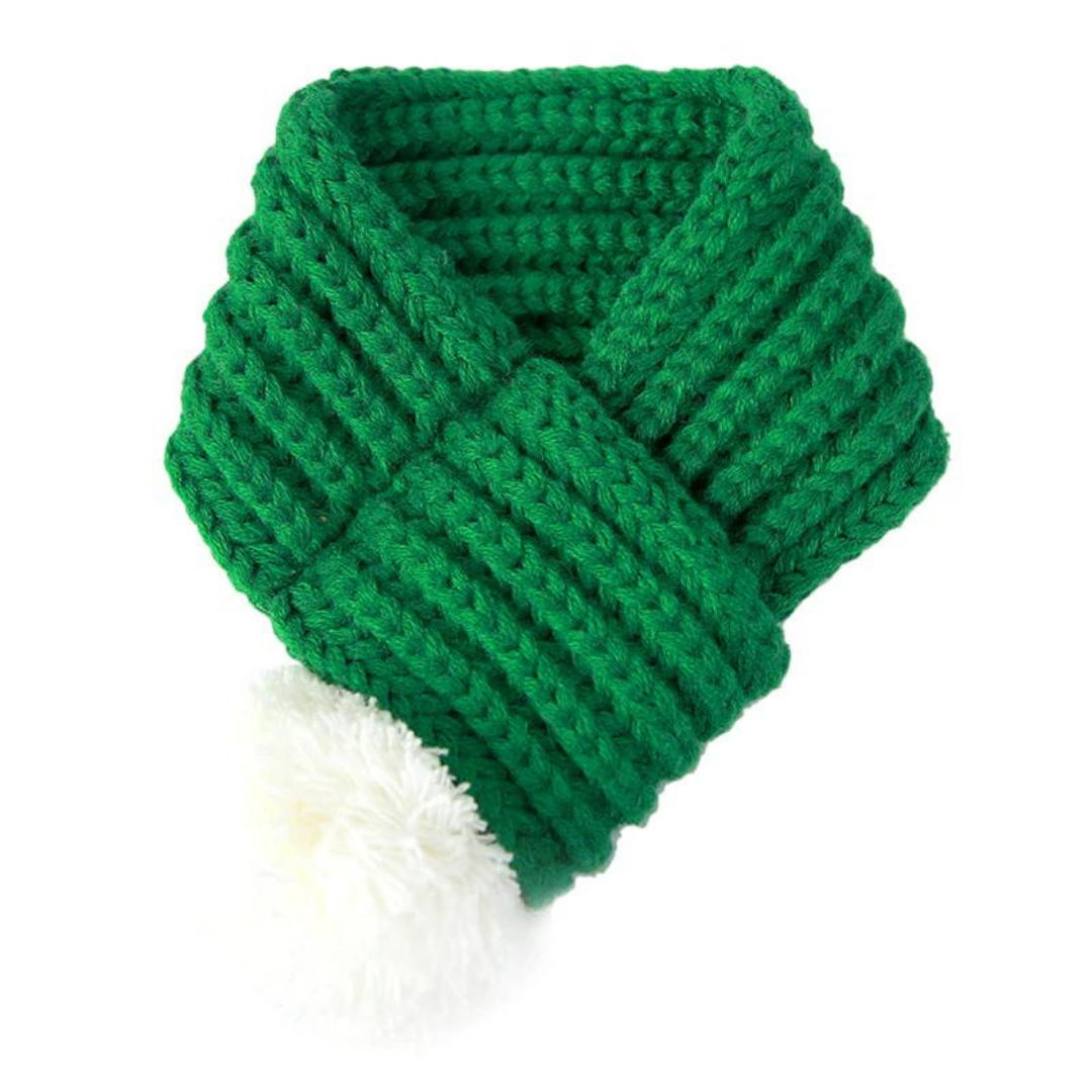 A green knit scarf for dogs