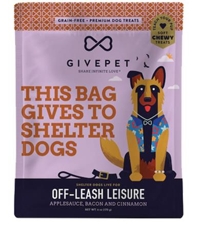 GivePet Dog Grain-Free Free Off-Leash Leisure 6oz - Applesauce, Bacon, and Cinnamon Flavor Dog Treats