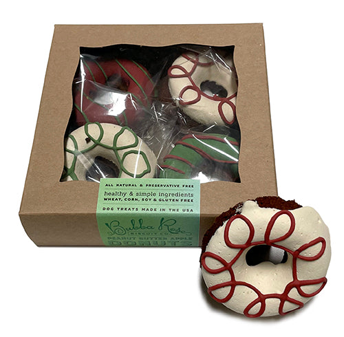 Festive Christmas Donut Box for Dogs - All-Natural Peanut Butter Apple Treats