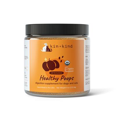 Kin+Kind Organic Digestion Supplement - Healthy Poops Pumpkin 4oz - Natural, USDA Organic, Vet Formulated for Pet Digestive Health