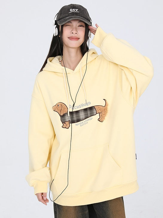 Loose fit hoodie in yellow, comfortable and trendy