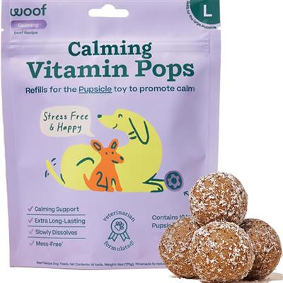 WOOF Dog Wellness Pops Calming Large 8oz treats on white background