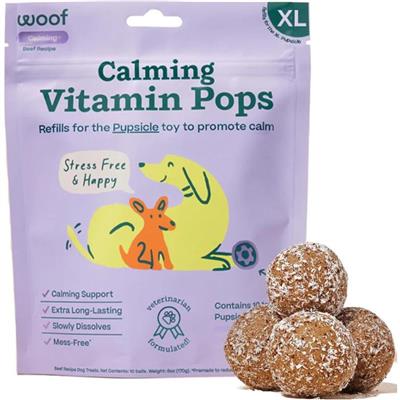 Calming dog treats with natural ingredients like Passion Flower, Tryptophan, and Magnesium