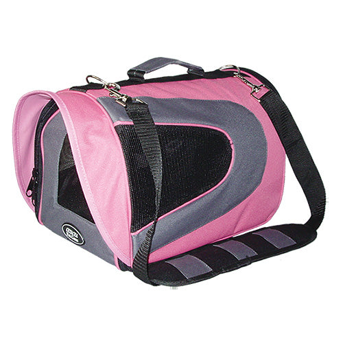 Travel bag for dogs in pink.