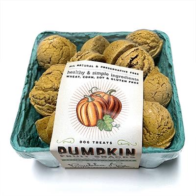 Gluten-Free Pumpkin Dog Treats in Decorative Crate Box