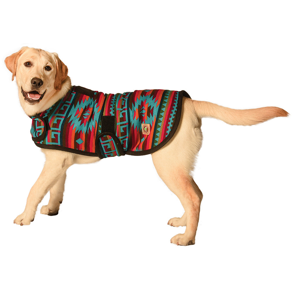 Handcrafted fleece dog sweater.