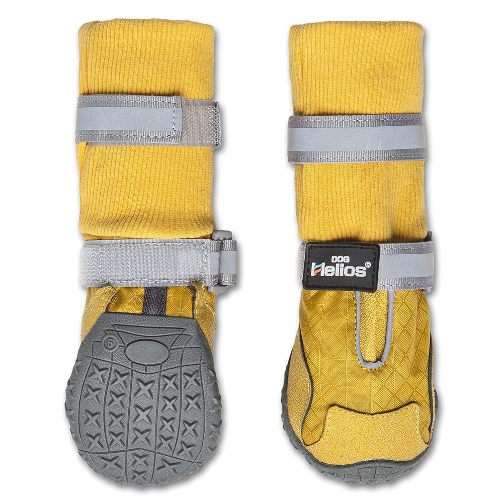 Adjustable high-ankle support dog boots with dual hook-and-loop straps