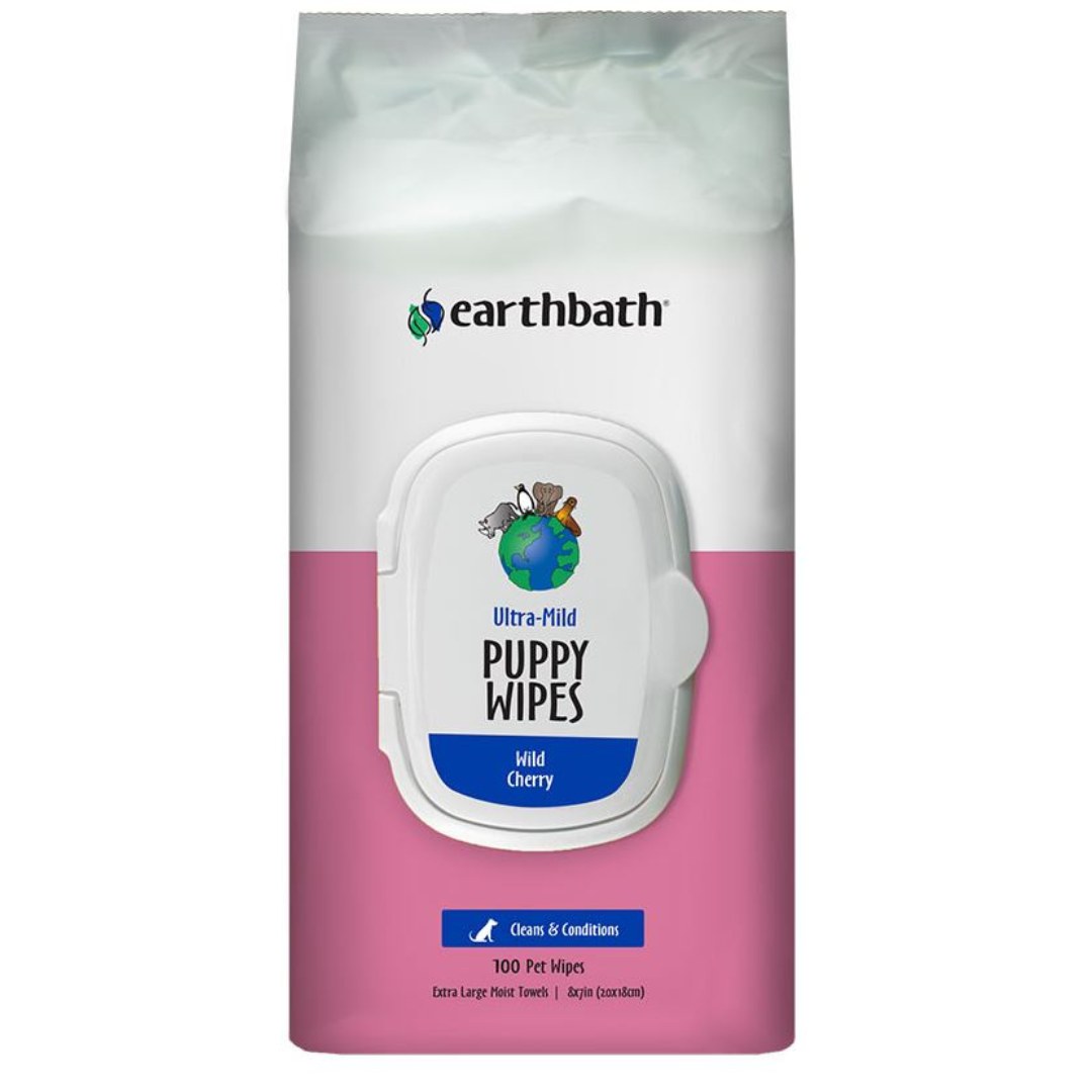 Earthbath Ultra-Mild Puppy Grooming Wipes in Wild Cherry scent, 100 count