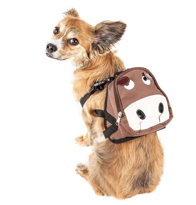 Brown Dog Harness Backpack with Large Zippered Pocket